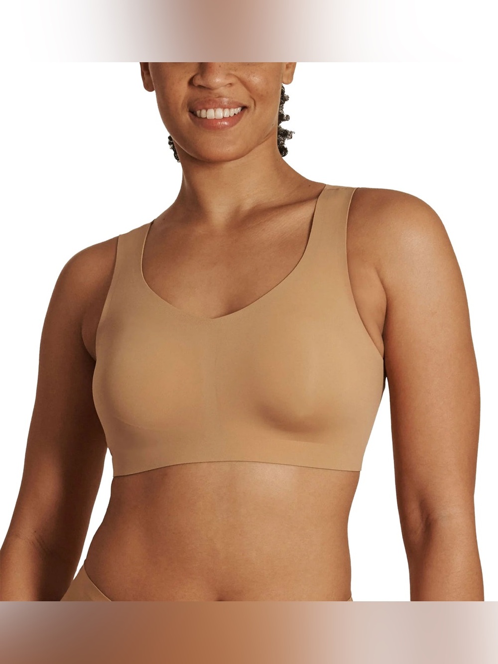 Evelyn & Bobbie DEFY V-Neck Bralette Removable Pads nude color size medium